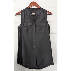 J. Crew Black Sleeveless Collared Top